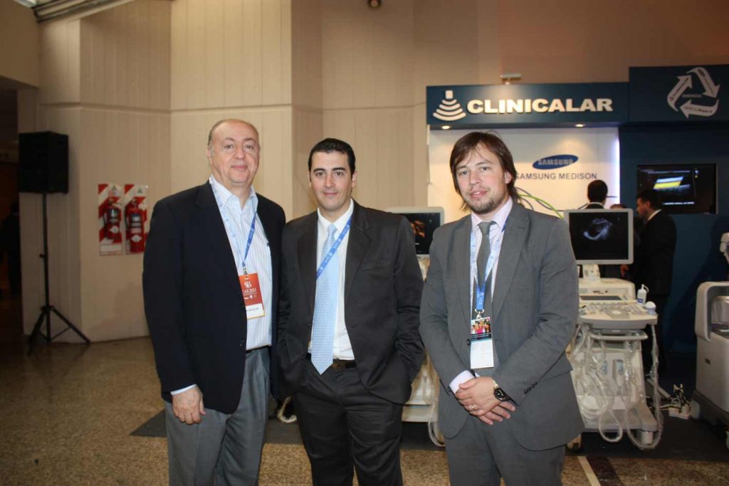 Carlo Rostirola, xxx y Julian Fucile de Clinicalar (distribuidores en Argentina de Samsung-Medison)