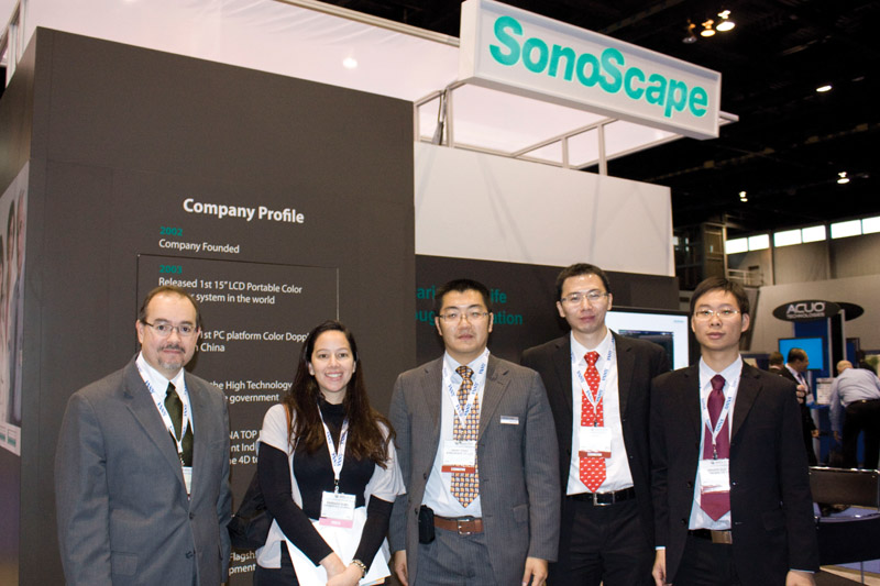 Jose Morales de Sonoscape, Barbara Domb, Henry Feng, Jackson Xie y Henzer Guo de Sonoscape 
